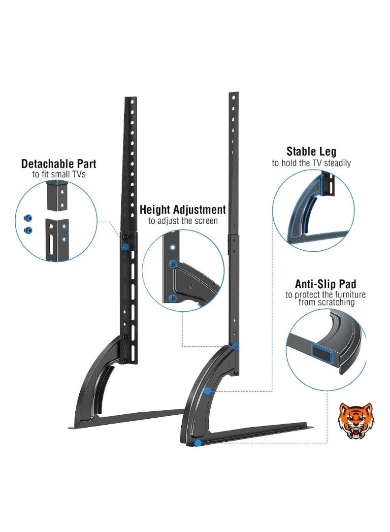 TIGER Universal TV Stand – Table Top Stand for 32-65 Inch LCD Flat Screen TVs, Detachable TV Legs, Max VESA 800x600mm, Adjustable TV Base with 3 Height Settings - Image 2