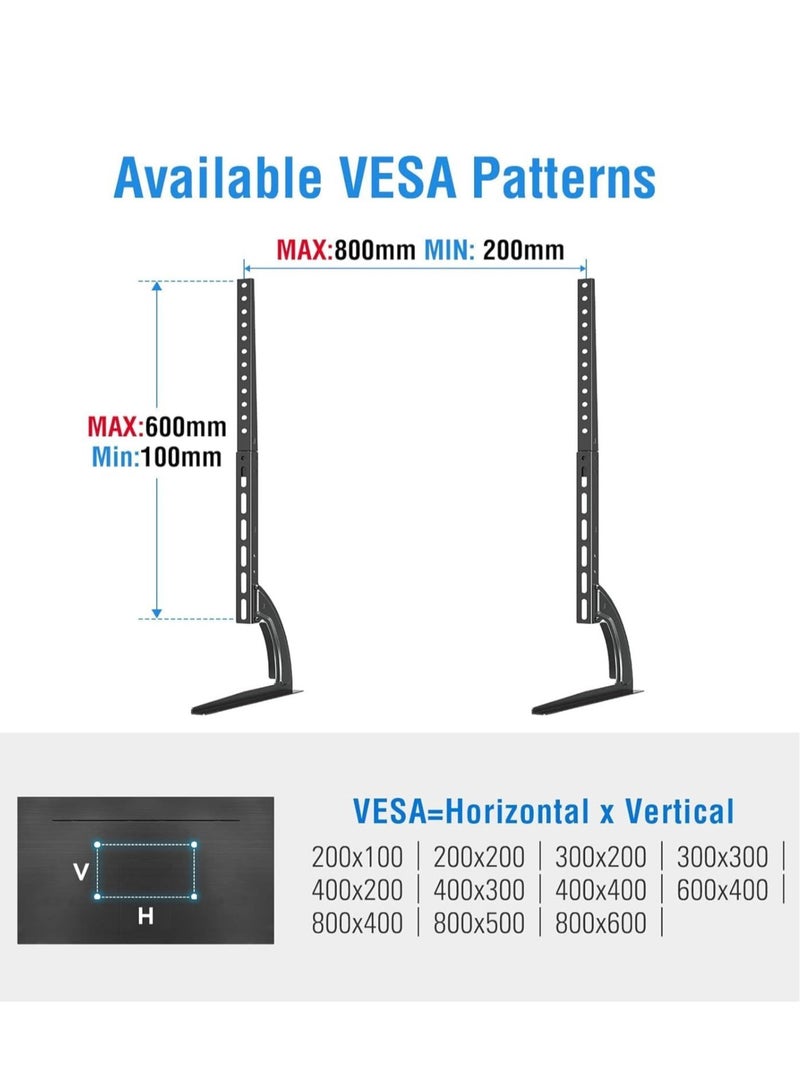 TIGER Universal TV Stand – Table Top Stand for 32-65 Inch LCD Flat Screen TVs, Detachable TV Legs, Max VESA 800x600mm, Adjustable TV Base with 3 Height Settings - Image 4