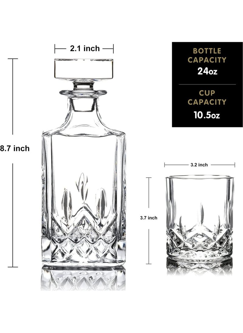 AUTOYSUR Whiskey Decanter Set with 6 Glasses，Classical Italian Crafted Crystal Whiskey Carafe，Non-Lead Whiskey Dispenser，Crystal Bourbon Decanter Set for Wedding Gift for Men  - Image 2