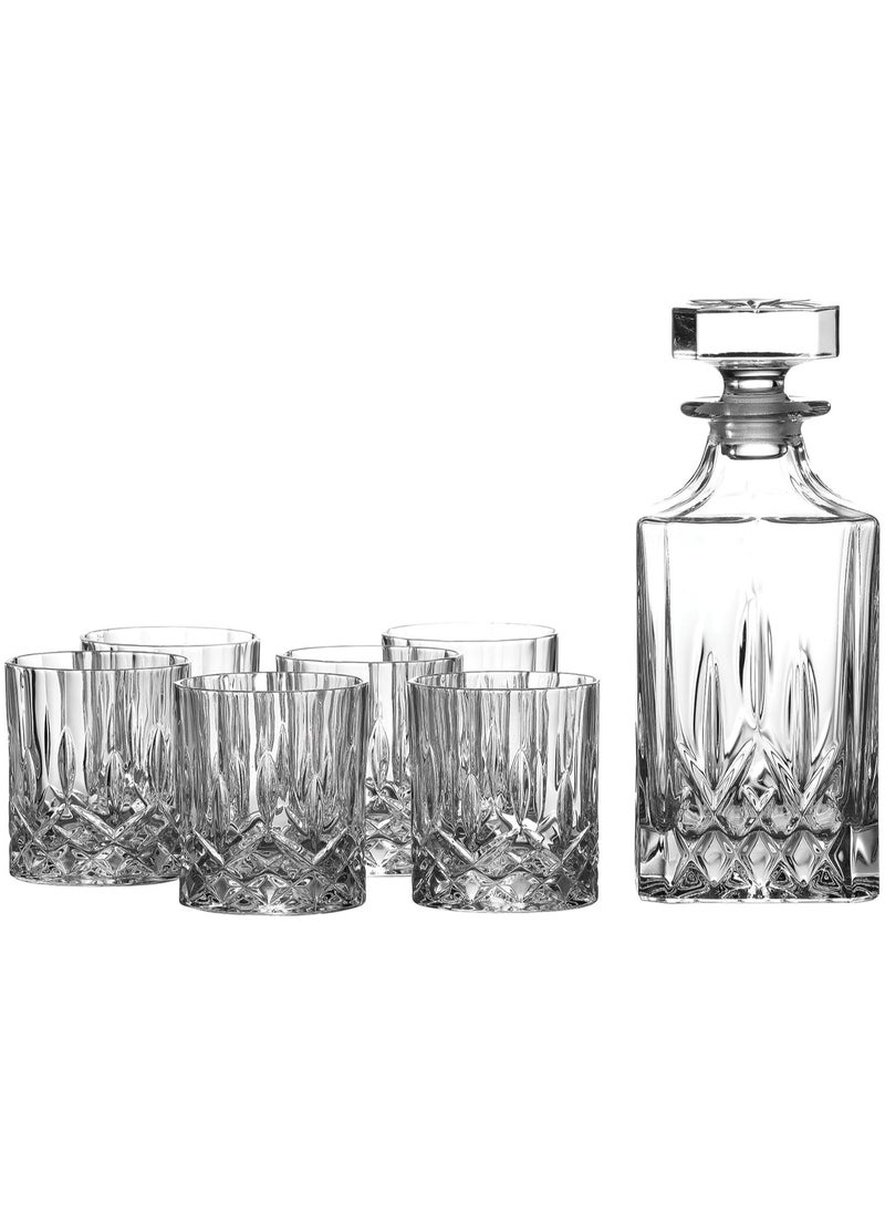 AUTOYSUR Whiskey Decanter Set with 6 Glasses，Classical Italian Crafted Crystal Whiskey Carafe，Non-Lead Whiskey Dispenser，Crystal Bourbon Decanter Set for Wedding Gift for Men  - Image 1