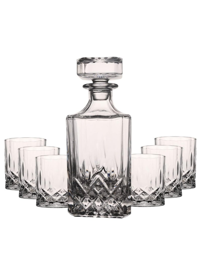 AUTOYSUR Whiskey Decanter Set with 6 Glasses，Classical Italian Crafted Crystal Whiskey Carafe，Non-Lead Whiskey Dispenser，Crystal Bourbon Decanter Set for Wedding Gift for Men  - Image 3