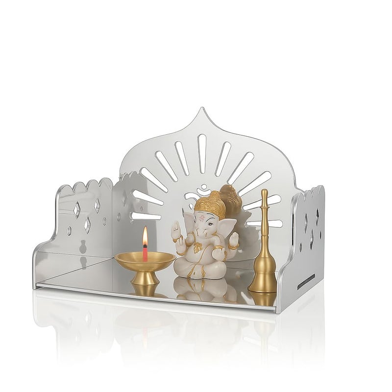 Fliptic معبد أكريليك خشبي صغير DIY || معبد بويا مثبت على الحائط، تشطيب لامع للمنزل، المكتب، المتجر || معبد خشبي صغير مثبت على الحائط || اصنعه بنفسك (فضي) - Image 1