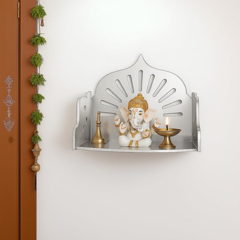 Fliptic معبد أكريليك خشبي صغير DIY || معبد بويا مثبت على الحائط، تشطيب لامع للمنزل، المكتب، المتجر || معبد خشبي صغير مثبت على الحائط || اصنعه بنفسك (فضي) - Image 2