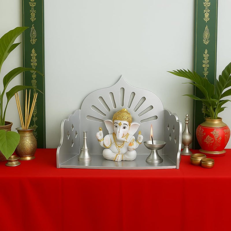 Fliptic معبد أكريليك خشبي صغير DIY || معبد بويا مثبت على الحائط، تشطيب لامع للمنزل، المكتب، المتجر || معبد خشبي صغير مثبت على الحائط || اصنعه بنفسك (فضي) - Image 4