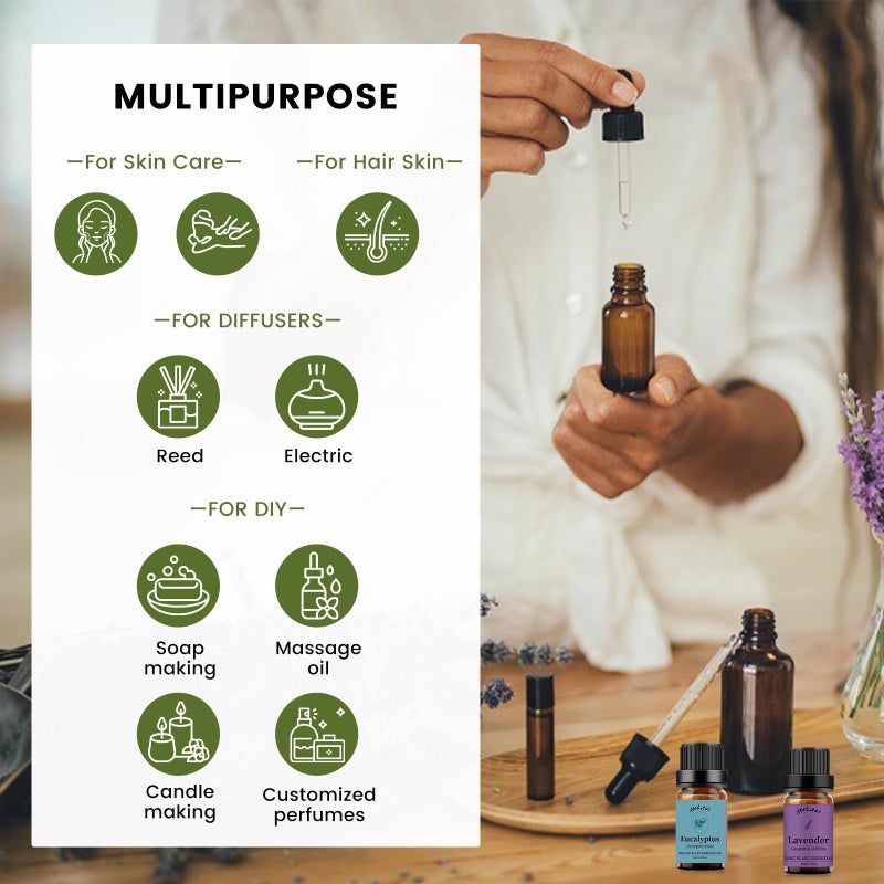 yethious Lavender Eucalyptus Essential Oil Organic Pure Plant Lavender Oil Essential Oil for Diffuser, Skin, Hair Care - Image 4