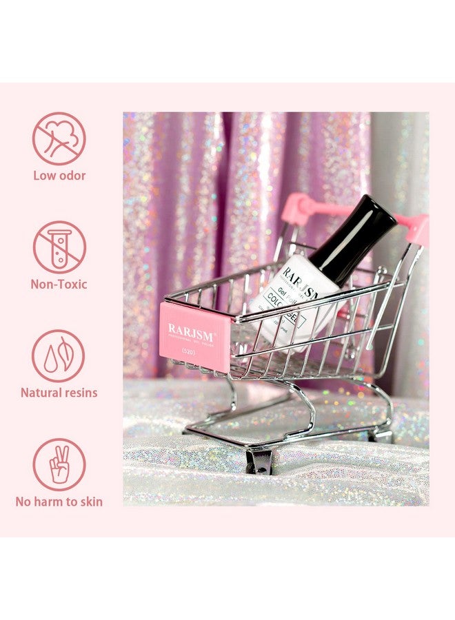 RARJSM Nude Pink Glitter Nail Polish Chunky Iridescent 15Ml Shimmer Holographic Rainbow Effect Soak Off Led Uv Curing Required High Pigments Gel For Home Manicure Nail Art - Image 2