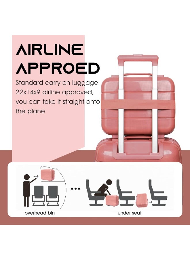 Travel Trolley Bags Set – 2-Piece Polycarbonate Cabin Suitcases (20" & 14") with 8 Spinner Wheels & TSA Lock – Rose