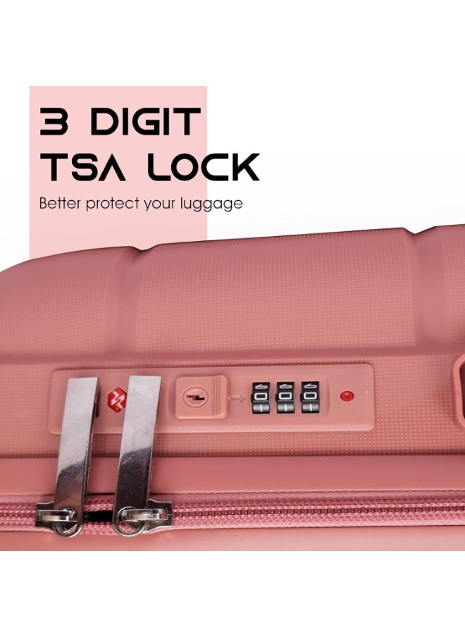 Travel Trolley Bags Set – 2-Piece Polycarbonate Cabin Suitcases (20" & 14") with 8 Spinner Wheels & TSA Lock – Rose