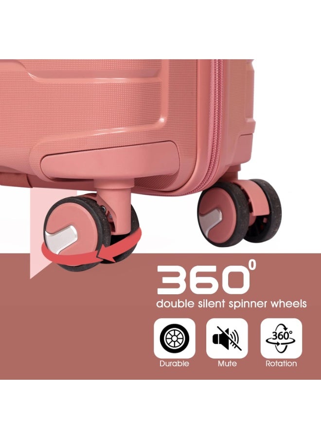 Travel Trolley Bags Set – 2-Piece Polycarbonate Cabin Suitcases (20" & 14") with 8 Spinner Wheels & TSA Lock – Rose