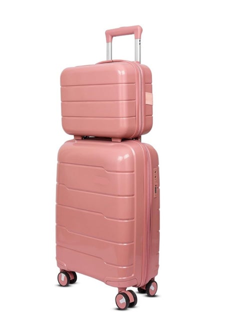Travel Trolley Bags Set – 2-Piece Polycarbonate Cabin Suitcases (20" & 14") with 8 Spinner Wheels & TSA Lock – Rose