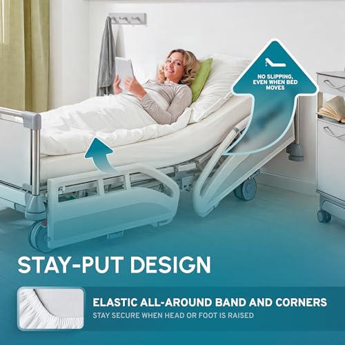 White Classic Fitted Hospital Bed Sheets Set of 3, Cotton Fitted Sheet with 200 Thread Count, Soft Standard Sheets for Hospital Bed Size: 36" x 80" x 9" - Image 3