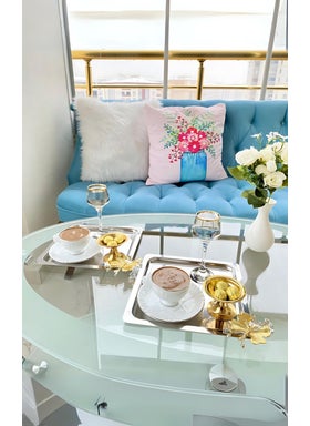 Yaren Style 6-Piece Luxury Silver Square Coffee Serving Tray | Butterfly Accessory Stainless Steel Coffee, Tea, Decorative Serving Tray  - Image 3