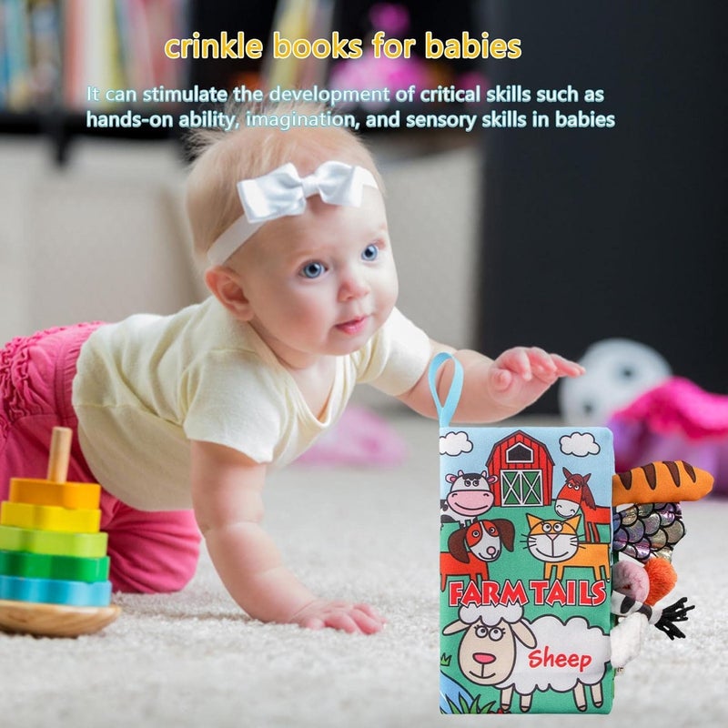 BeFunky كتاب قماش للأطفال، كتاب صور ثلاثي الأبعاد وكتاب صوتي للأطفال من 0-12 شهر، لعبة تعليمية حسية مونتيسوري للأولاد والبنات (خروف)، متعدد الألوان - Image 1