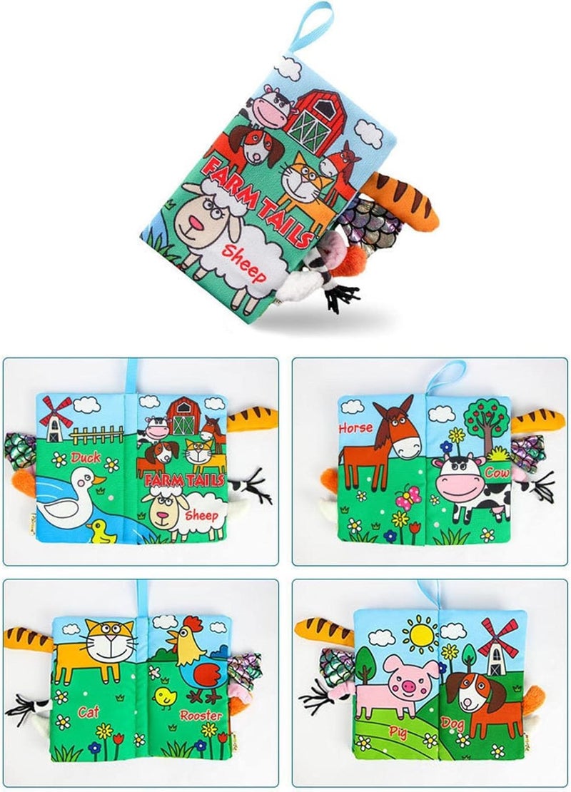 BeFunky كتاب قماش للأطفال، كتاب صور ثلاثي الأبعاد وكتاب صوتي للأطفال من 0-12 شهر، لعبة تعليمية حسية مونتيسوري للأولاد والبنات (خروف)، متعدد الألوان - Image 2