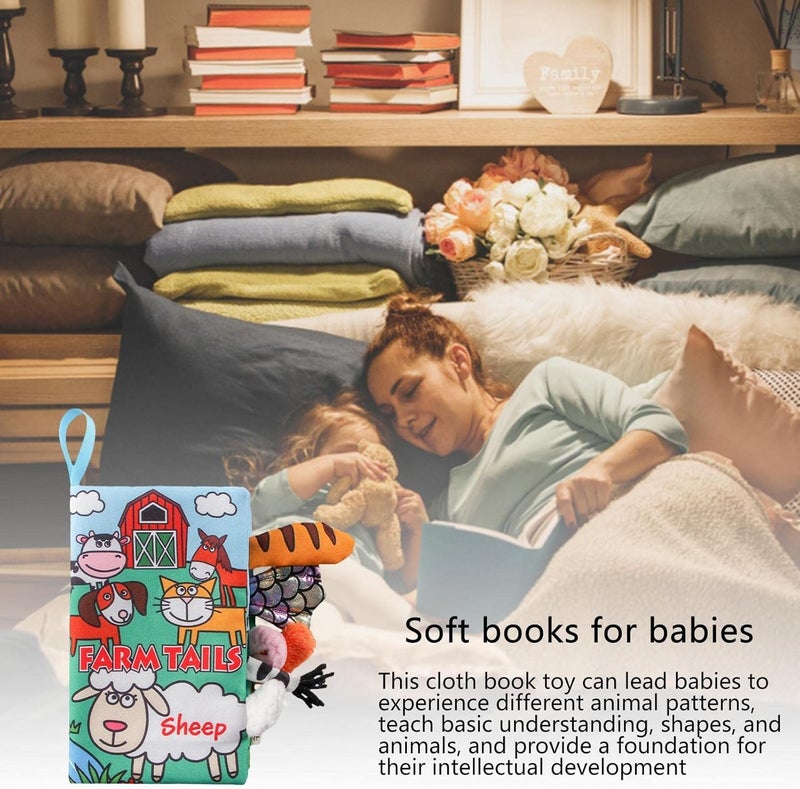 BeFunky كتاب قماش للأطفال، كتاب صور ثلاثي الأبعاد وكتاب صوتي للأطفال من 0-12 شهر، لعبة تعليمية حسية مونتيسوري للأولاد والبنات (خروف)، متعدد الألوان - Image 5