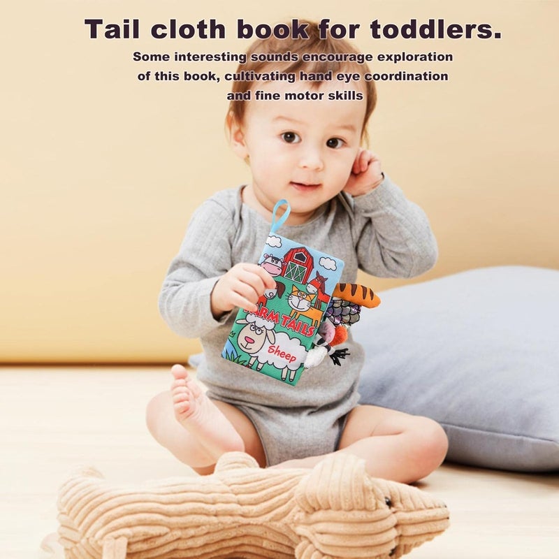 BeFunky كتاب قماش للأطفال، كتاب صور ثلاثي الأبعاد وكتاب صوتي للأطفال من 0-12 شهر، لعبة تعليمية حسية مونتيسوري للأولاد والبنات (خروف)، متعدد الألوان - Image 3