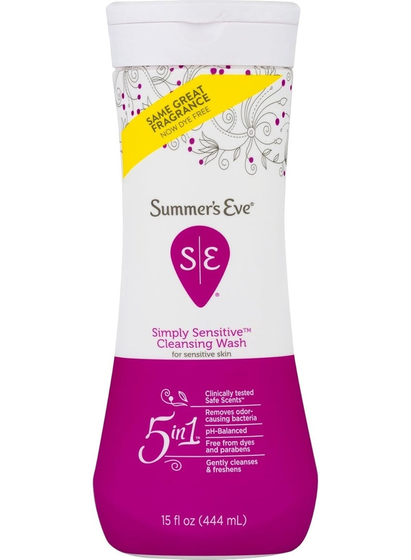 Summer's Eve 5 in 1 Simply Sensitive Feminine Cleansing Wash for Sensitive Skin 444ml - Image 3