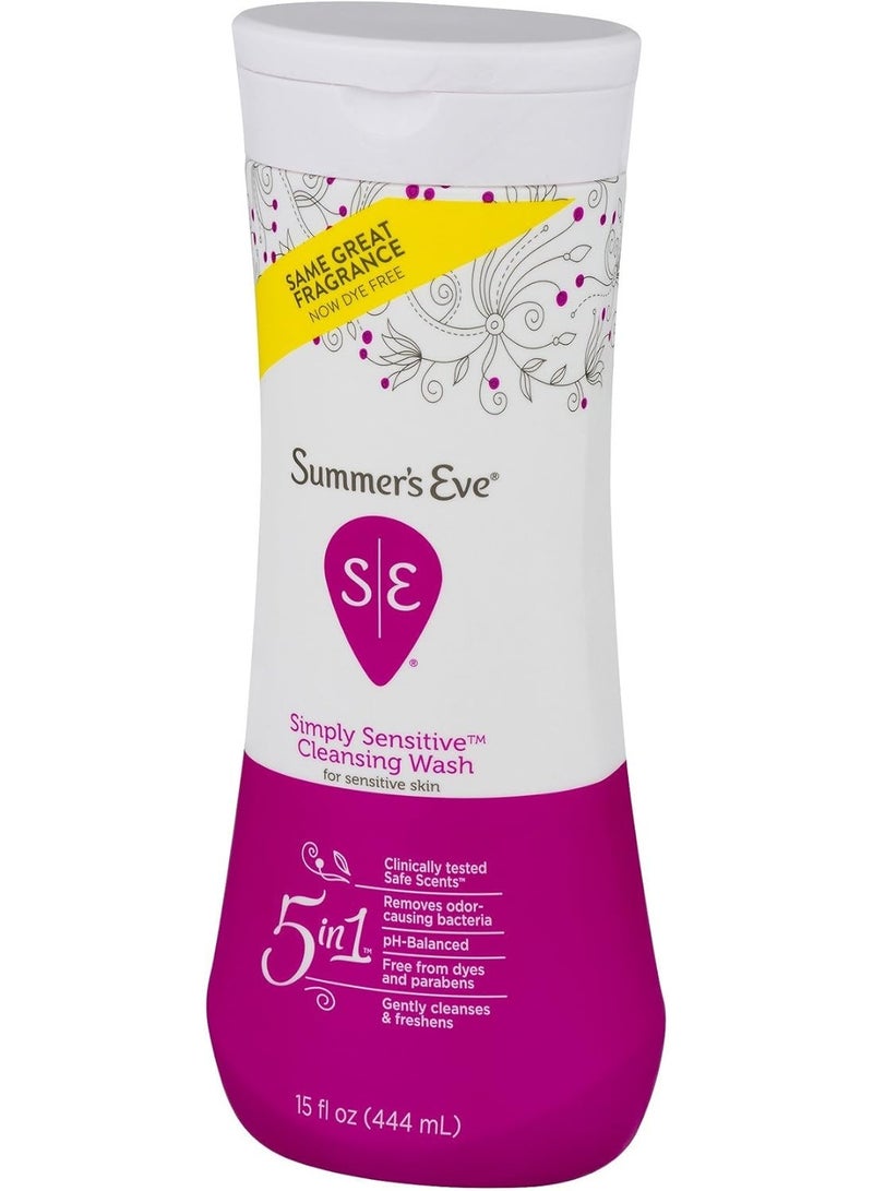 Summer's Eve 5 in 1 Simply Sensitive Feminine Cleansing Wash for Sensitive Skin 444ml - Image 2