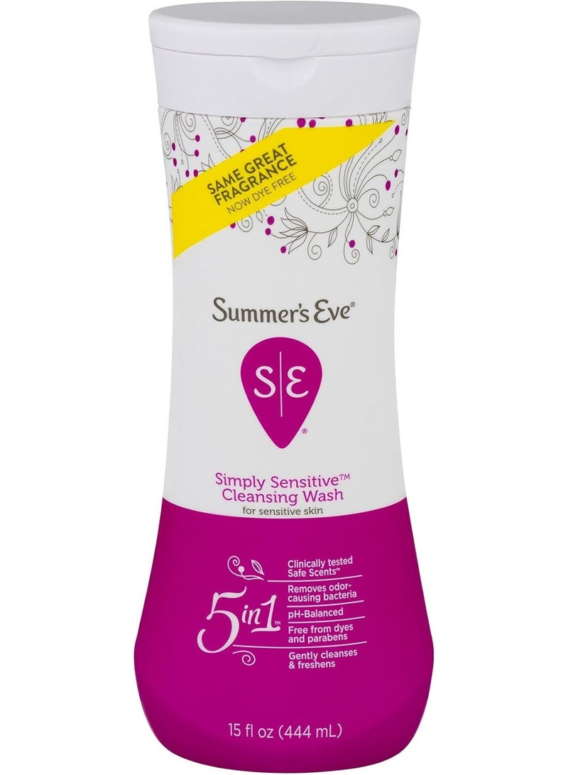 Summer's Eve 5 in 1 Simply Sensitive Feminine Cleansing Wash for Sensitive Skin 444ml - Image 1