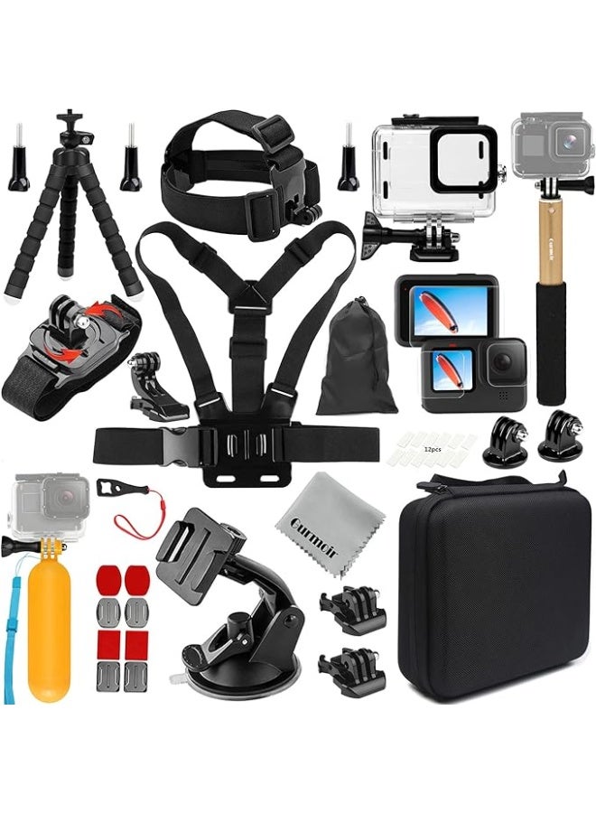 Gurmoir Accessories Kit with Waterproof Housing Case for Gopro Hero 12/Hero 11/Hero 10/Hero 9 Black. Full Essential Video Accessory Bundles for Go Pro 12/11/10/9 Camera(DT06) - Image 1
