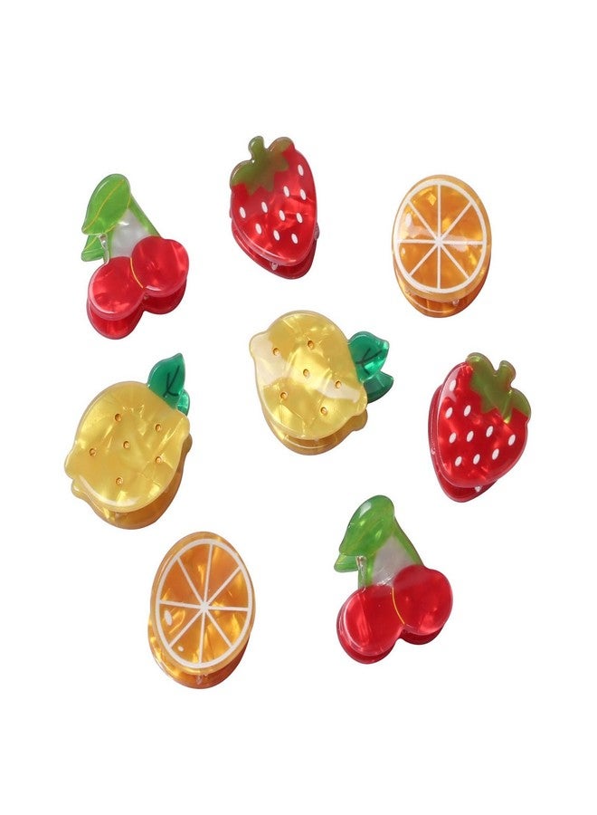 Cuizhiyu 8PK Mini Fruit Hair Claw Clips for Girls Cute Cherry Lemon Strawberry Orange Hair Clip Fun Summer Hair Accessories - Image 1