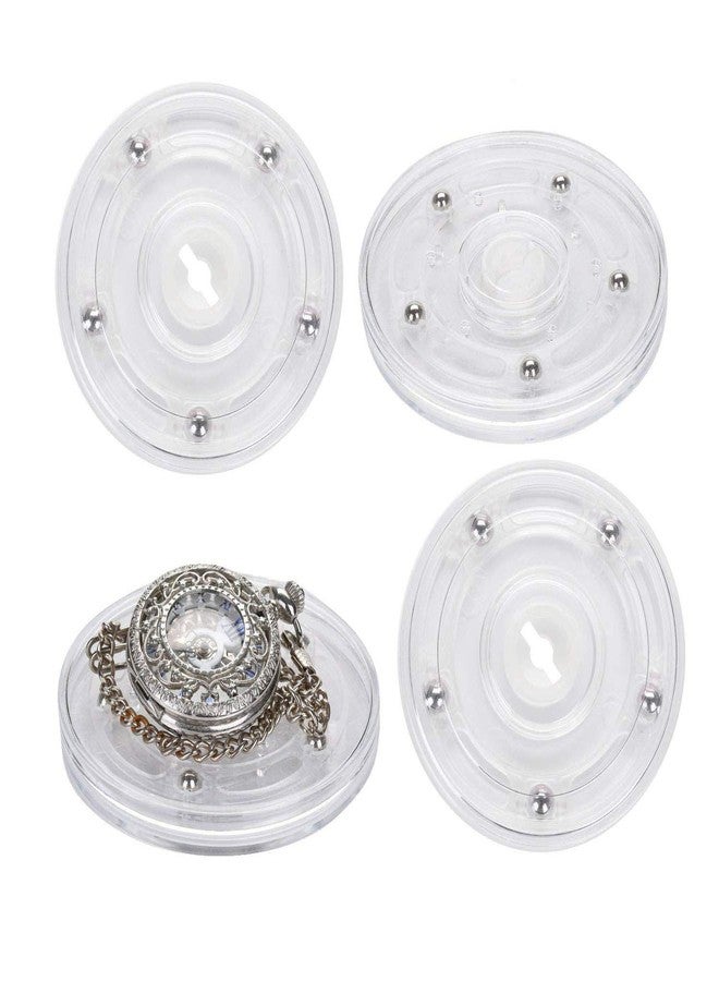 TamBee 4PCS 3Inch Acrylic Lazy Susan Turntable Organizer Revolving Display Base White Acrylic for Spice Rack Table Cake Kitchen Pantry Decorating - Image 1