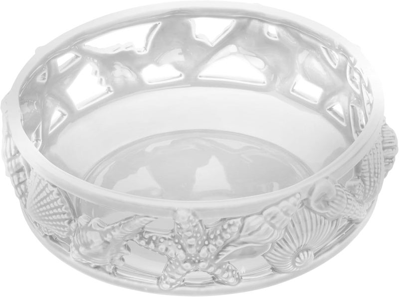 Fitz & Floyd Fitz and Floyd Coastal Home Centerpiece Bowl - 14-Inch Earthenware Bowl with Intricate Seashell and Starfish Design, Ideal for Coastal-Inspired Table Settings or Beach House Decor - Image 5