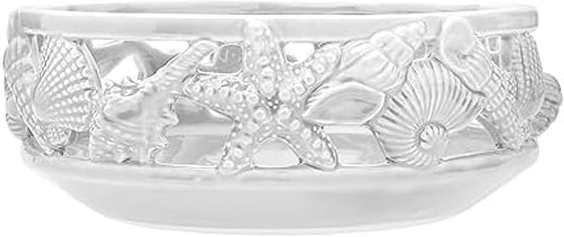 Fitz & Floyd Fitz and Floyd Coastal Home Centerpiece Bowl - 14-Inch Earthenware Bowl with Intricate Seashell and Starfish Design, Ideal for Coastal-Inspired Table Settings or Beach House Decor - Image 1