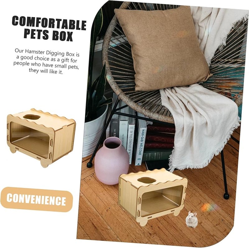 Natural Wooden Hamster House Hideout Small Pet Nest Interactive Digging Toy Accessory - Image 4