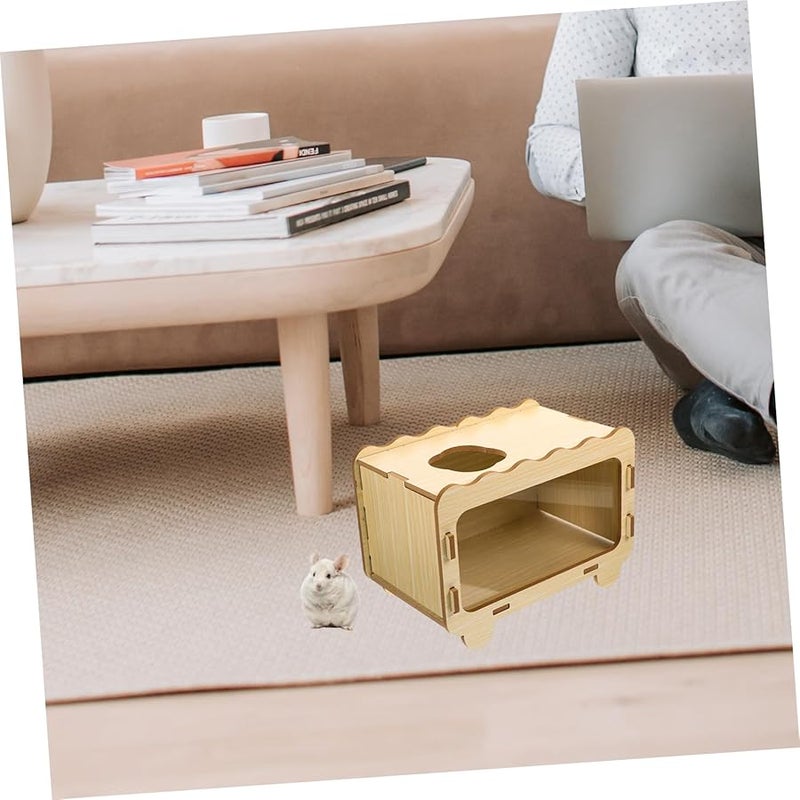 Natural Wooden Hamster House Hideout Small Pet Nest Interactive Digging Toy Accessory - Image 5