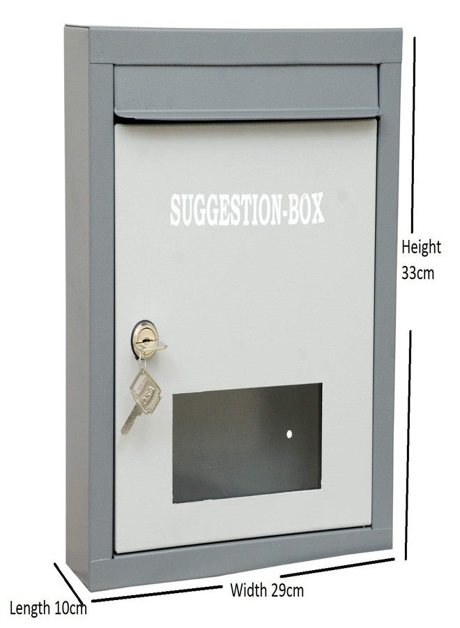 Lepose High Grade Metal Suggestion Box/Letter Box/Complaint Box/Donation Box with Two Key Lock Wall Mountable or On Table Surface (Gray) - Image 2