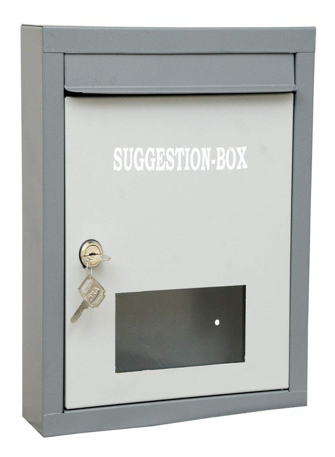 Lepose High Grade Metal Suggestion Box/Letter Box/Complaint Box/Donation Box with Two Key Lock Wall Mountable or On Table Surface (Gray) - Image 1