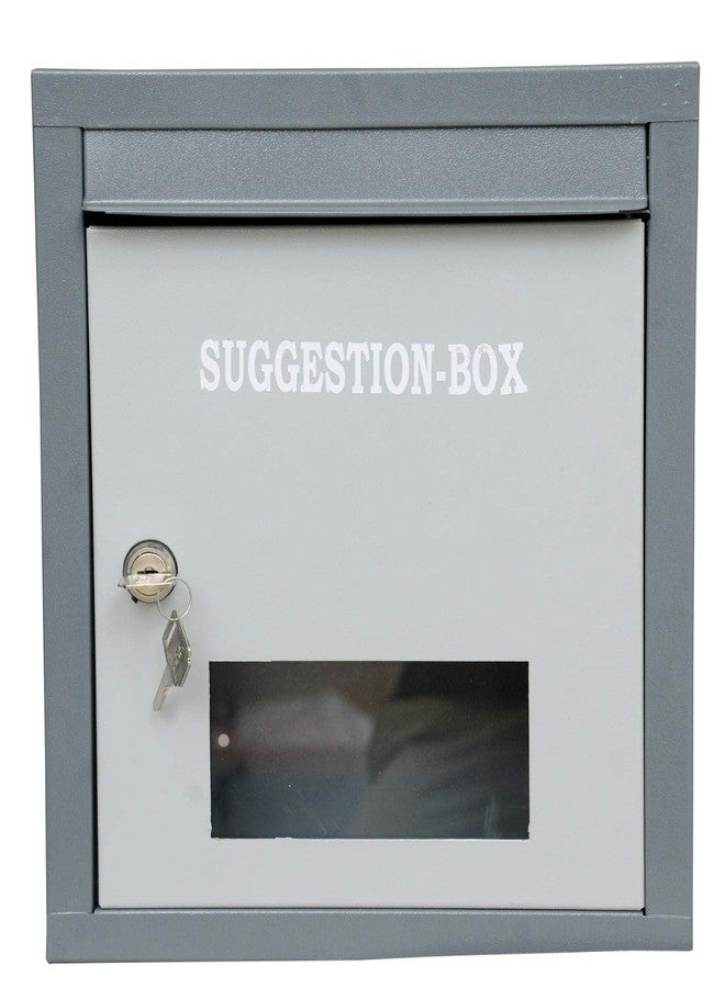 Lepose High Grade Metal Suggestion Box/Letter Box/Complaint Box/Donation Box with Two Key Lock Wall Mountable or On Table Surface (Gray) - Image 3