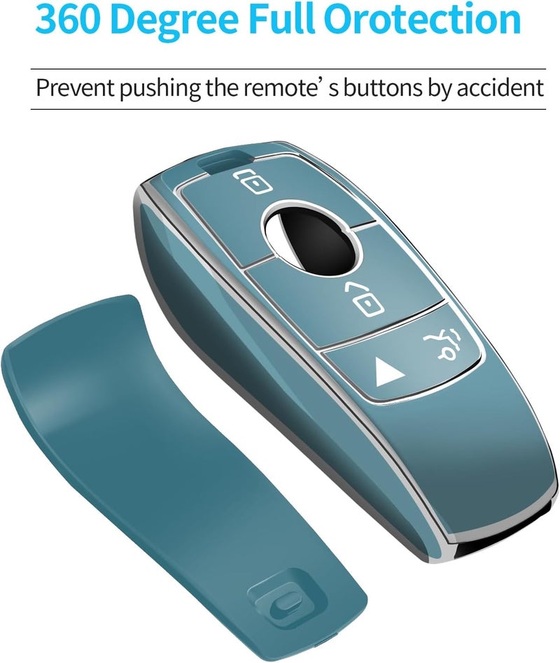 Tukellen for Mercedes Benz Key fob Cover,Special Soft TPU Key Case Protector Compatible with 2017-2023 E-Class 2018-2021 S-Class 2019-2023 A-Class C-Class G-Class-Storm Blue - Image 4