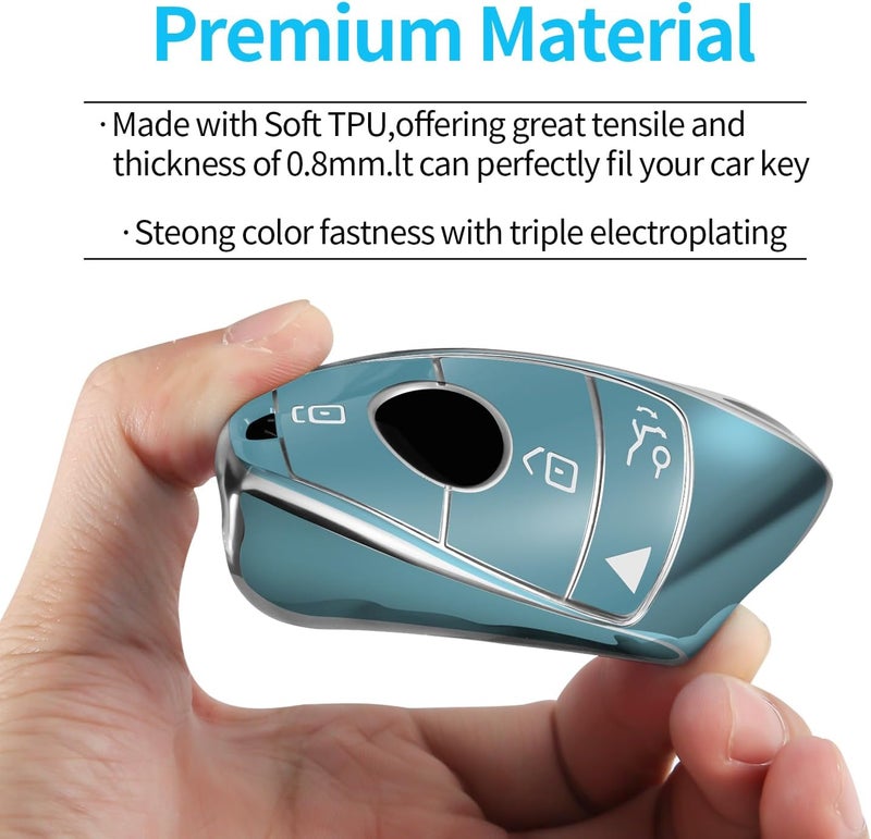 Tukellen for Mercedes Benz Key fob Cover,Special Soft TPU Key Case Protector Compatible with 2017-2023 E-Class 2018-2021 S-Class 2019-2023 A-Class C-Class G-Class-Storm Blue - Image 5