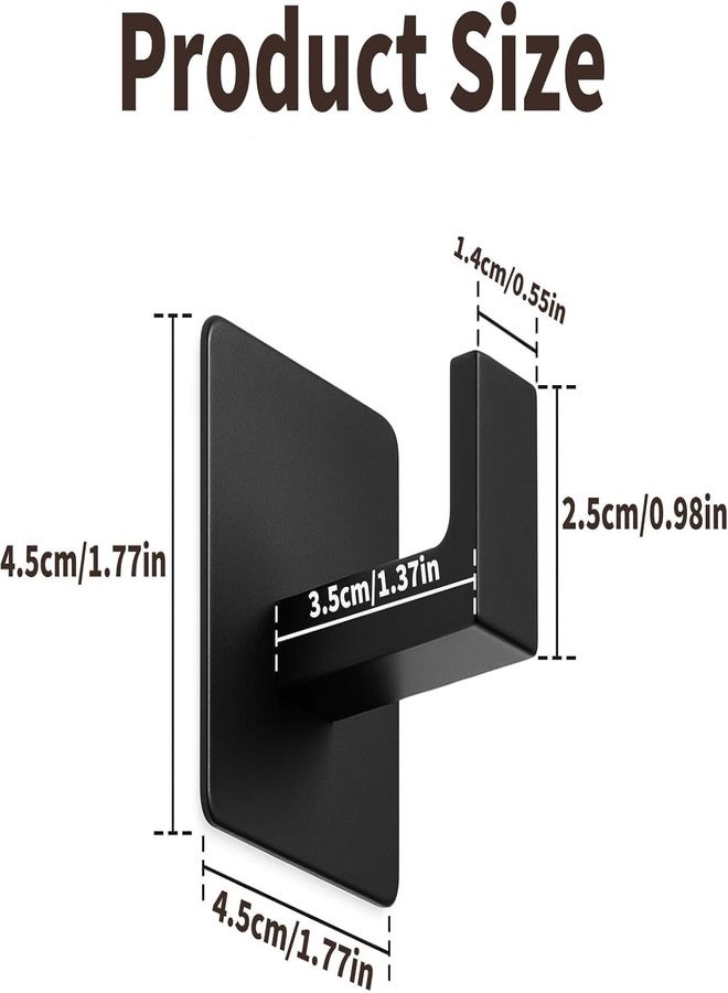 RUIGPRO Towel Hooks Adhesive No Drill, 2 Pack Matte Black Metal Hooks, Right Angle Design for Bathroom, Kitchen, Cabinet, Door, Holds Robes, Hats, Coats, Organizer for Smooth Surfaces - Image 4