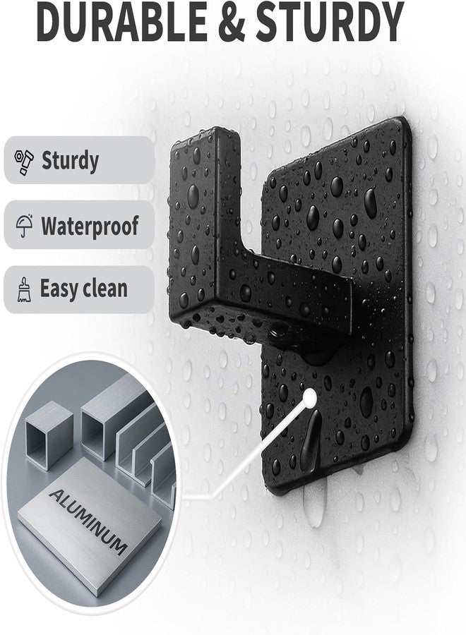 RUIGPRO Towel Hooks Adhesive No Drill, 2 Pack Matte Black Metal Hooks, Right Angle Design for Bathroom, Kitchen, Cabinet, Door, Holds Robes, Hats, Coats, Organizer for Smooth Surfaces - Image 5