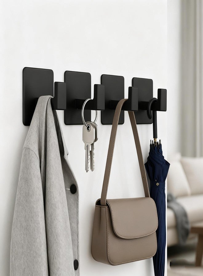 RUIGPRO Towel Hooks Adhesive No Drill, 2 Pack Matte Black Metal Hooks, Right Angle Design for Bathroom, Kitchen, Cabinet, Door, Holds Robes, Hats, Coats, Organizer for Smooth Surfaces - Image 2