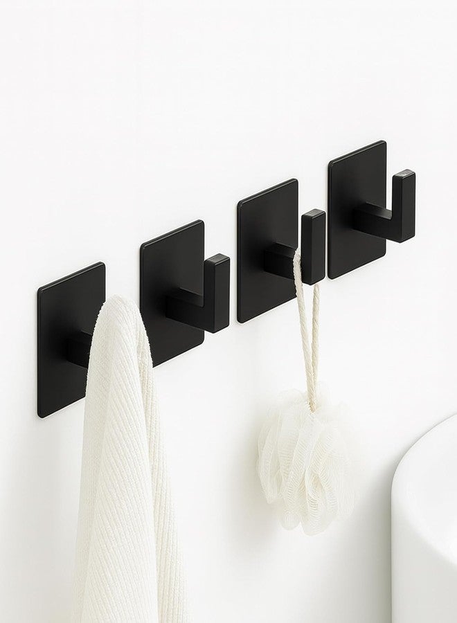 RUIGPRO Towel Hooks Adhesive No Drill, 2 Pack Matte Black Metal Hooks, Right Angle Design for Bathroom, Kitchen, Cabinet, Door, Holds Robes, Hats, Coats, Organizer for Smooth Surfaces - Image 3