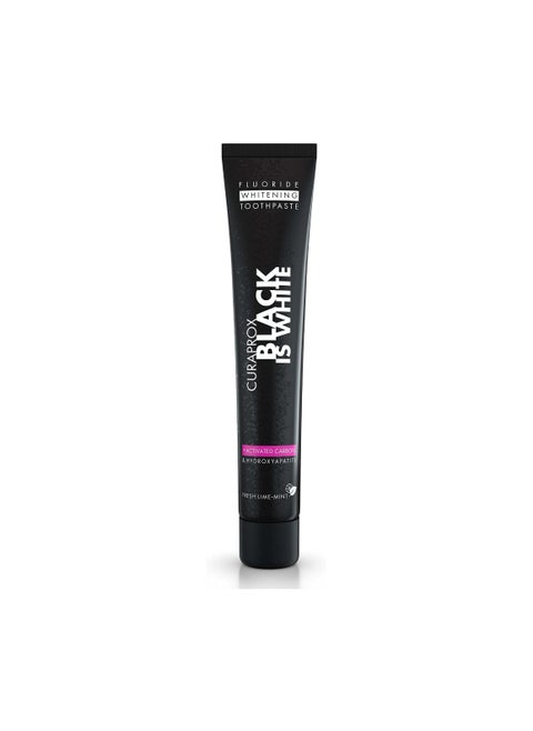 Curaprox Black Is White Toothpaste, 90ml - Activated Charcoal Whitening Toothpaste - SLS Free, Microplastic Free, Triclosan Free, Fluoride Toothpaste.