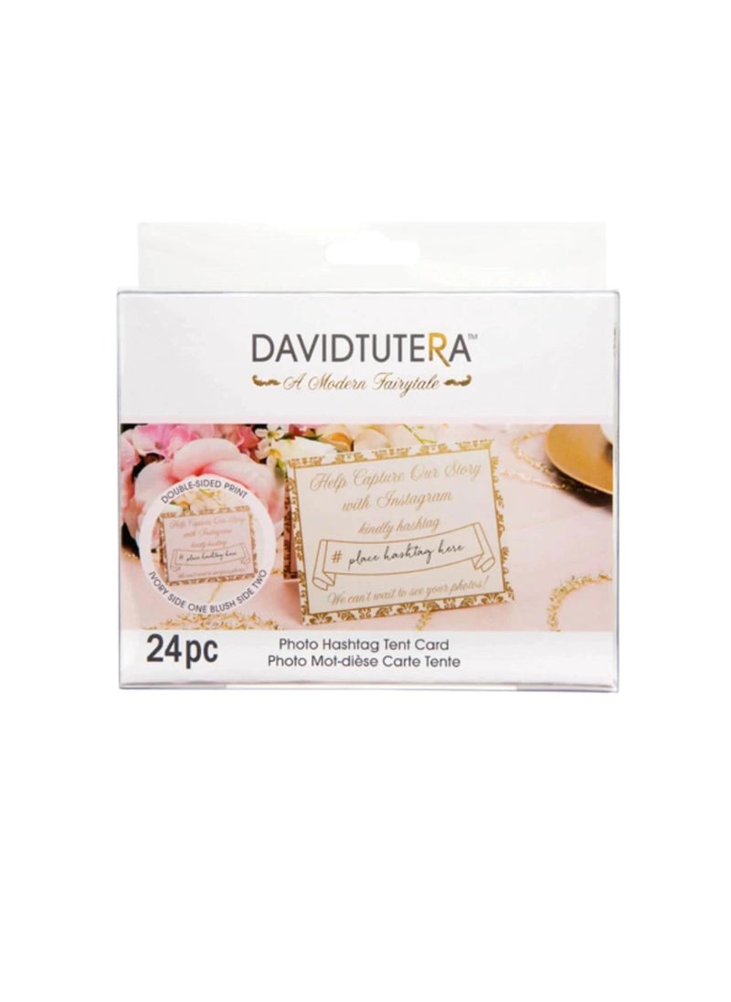 David Tutera - Instagram Tent Cards Gold Ivory Blush 5.5 x 4.25 inches 24 pieces - Image 1