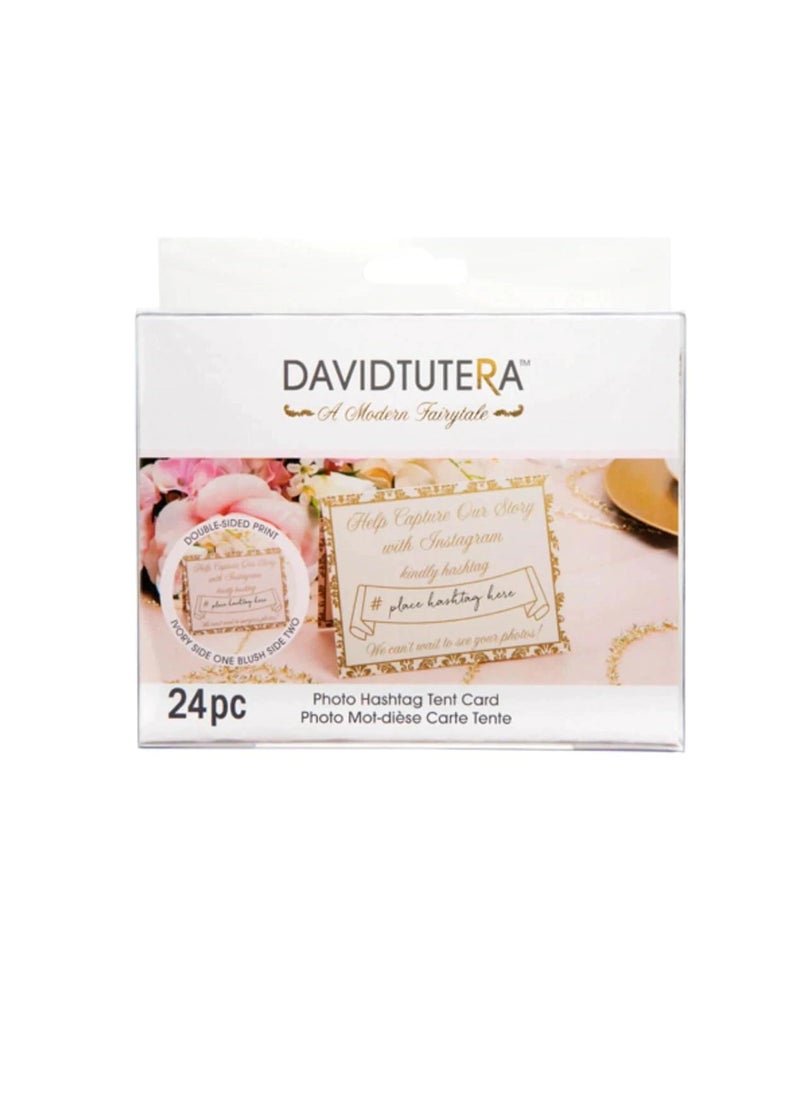David Tutera - Instagram Tent Cards Gold Ivory Blush 5.5 x 4.25 inches 24 pieces - Image 1