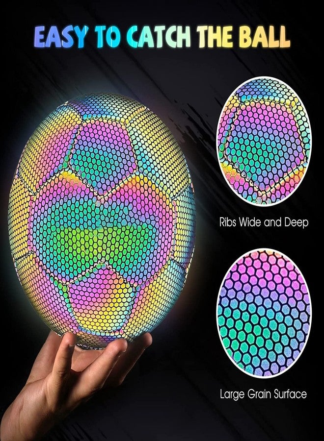 TLISMI كرة قدم TLISMI هولوغرافية عاكسة للأطفال والكبار، تتوهج في الظلام بفضل تقنية Light Reflect، كرة قدم مضيئة مع فلاش للكاميرا، مثالية للألعاب الليلية والتدريب الحر - Image 5