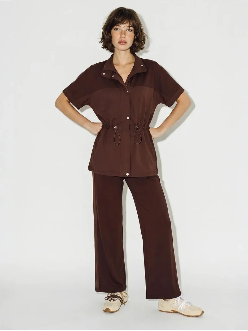 بيانكو لوتشي LUCCI Solid Wide-leg Cardigan And Trouser Set
