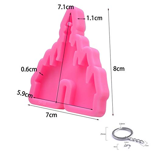 Wenplus 2 Pcs Castle Silicone Mold with Hole Castle Shaped Keychain Molds Chocolate Candy Cake Clay Baking Moulds and 10 Pieces Key Rings with Chain- Castle - Image 2