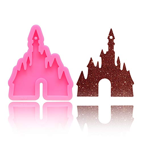 Wenplus 2 Pcs Castle Silicone Mold with Hole Castle Shaped Keychain Molds Chocolate Candy Cake Clay Baking Moulds and 10 Pieces Key Rings with Chain- Castle - Image 3