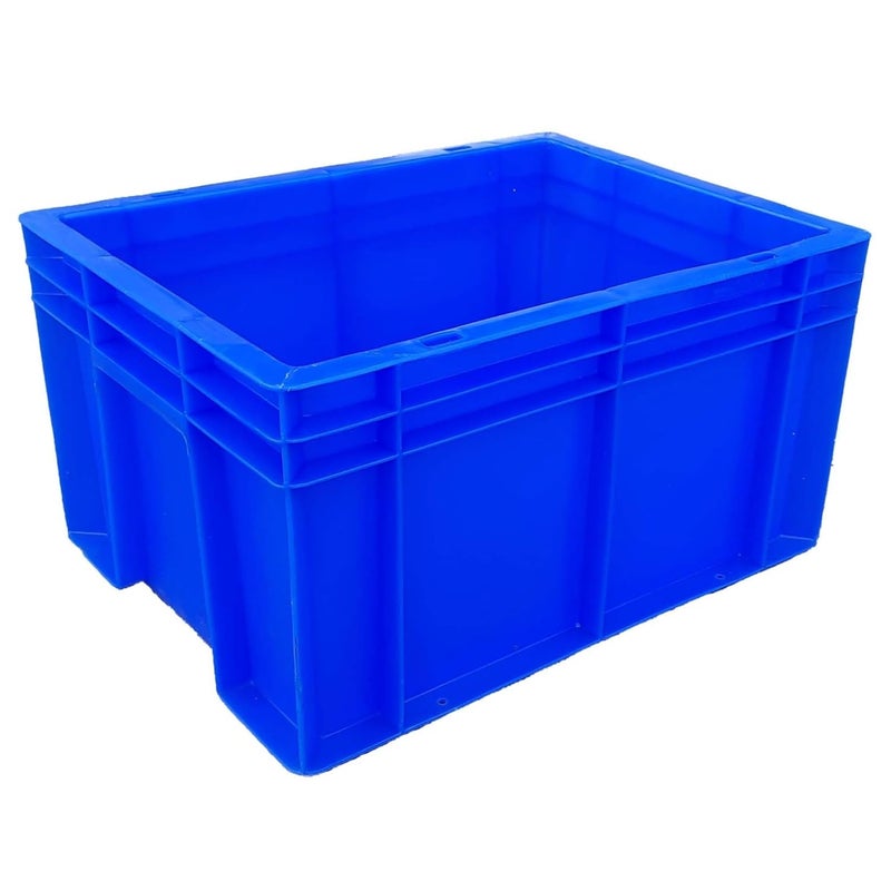 SINGHAL صندوق بلاستيكي محمول متعدد الاستخدامات سِنجال ثقيل الوزن باللون الأزرق 40x30x22 سم عبوة من 6 صناديق للتخزين سلة للتخزين حاوية للخضار والفواكه والحليب - Image 2