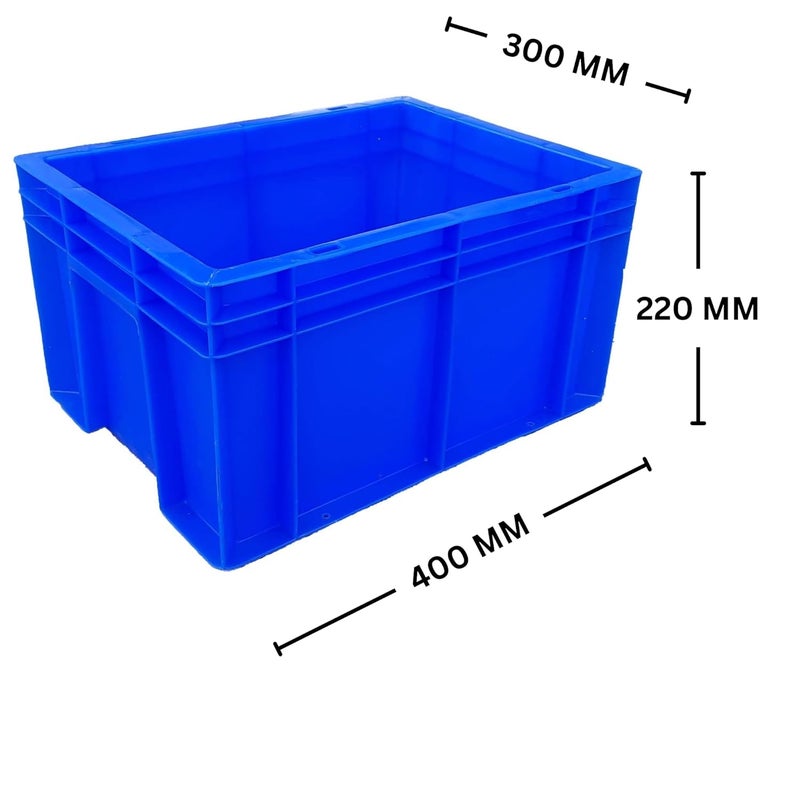 SINGHAL صندوق بلاستيكي محمول متعدد الاستخدامات سِنجال ثقيل الوزن باللون الأزرق 40x30x22 سم عبوة من 6 صناديق للتخزين سلة للتخزين حاوية للخضار والفواكه والحليب - Image 3