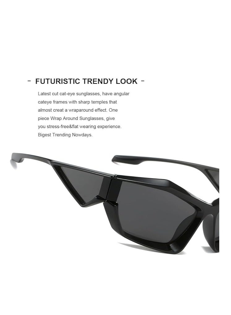 Excefore Trendy Wrap Around Fashion Sunglasses for Men Women, Cool Sport Y2K Sunglasses Future Style Glasses - Image 5