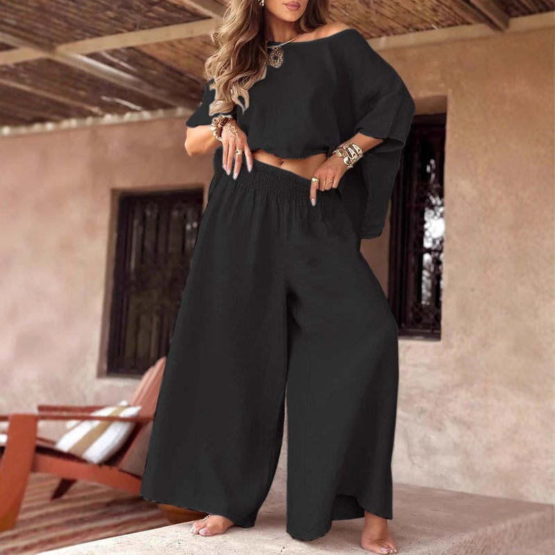 طقم تريكو نسائي كاجوال بلون سادة بقصة فضفاضة - Image 4